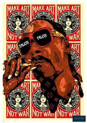une image représentant une affiche sur laquelle figure un homme portant des lunettes de soleil et tenant une cigarette