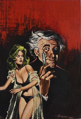 an image of a painting of a man and a woman holding guns