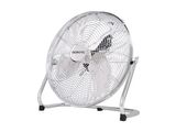 a white fan sitting on a stand on a white background