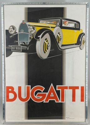 a picture of a bugatti advertisement on the wall