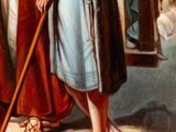 an oil painting of a man and a woman standing next to each other