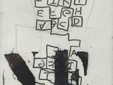 un dessin en noir et blanc représentant des lettres sur une feuille de papier