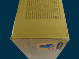 a yellow box with a picture of a blue bird on it