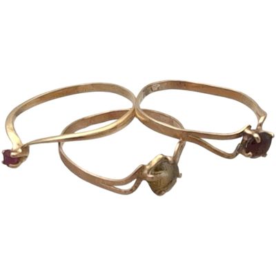 LOT de 3 bagues montures or jaune poids 2.3 g état moyen - Photo 1