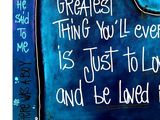 painting of a blue elephant with the words the greatest thing you ' ll ever do is just to love and be loved it