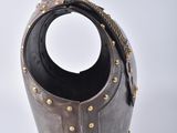 a close up of a helmet on a white surface