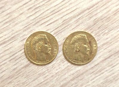 2 pièces de 20F OR Napéolon III tête nue 1859 A