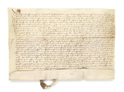 a piece of parchment with writing on it