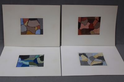 two cards that have been made to look like abstract paintings