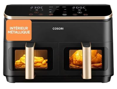 a close up of an air fryer with food inside of it