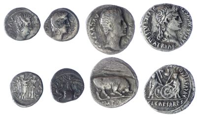 an image of a collection of ancient roman coins on a white background