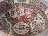 a bowl with a floral design on it on a table