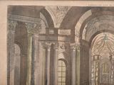 a picture of a drawing of a building with columns and arches