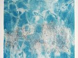 an image of a blue and white painting on a white wall