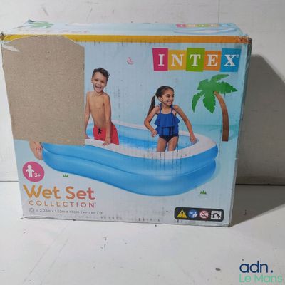 boxed box of intex inflatable pool with two children playing in it