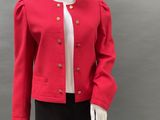 chanel red wool jacket with gold buttons and gold buttons