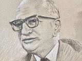 drawing of a man in a suit and tie with glasses