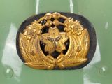 a gold belt buckle with a star and flowers on it