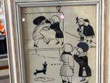 an old picture of a picture of a family with a dog and a cat