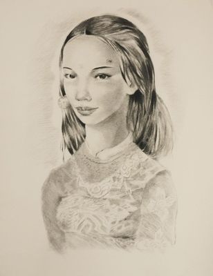 portrait of a young girl in a lace dress