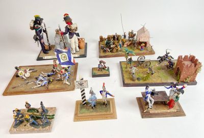 de nombreuses figurines de chevaliers exposées sur la table