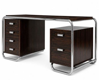 a close up of a desk with two drawers on a white background