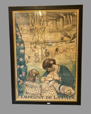 tableau représentant une femme et un enfant jouant dans une boîte