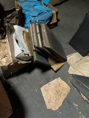 un chat assis par terre à côté d'une pile de livres