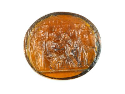 une image représentant Jésus et sa famille sur une assiette