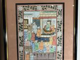 framed picture of a painting of a man and a woman in a kitchen