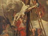 un tableau représentant un homme cloué sur une croix