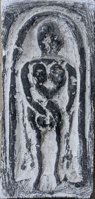 an image of a black and white drawing of a man and a woman