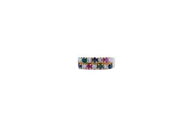 a picture of a ring with multicolored stones on it