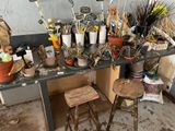 many potted plants sitting on a table in a room