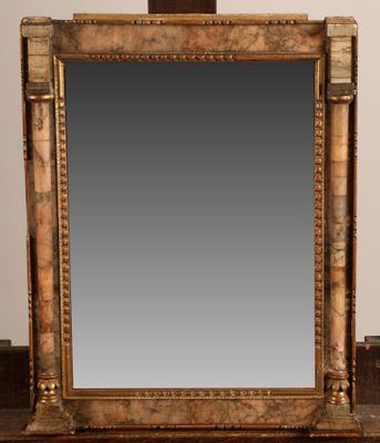 an image of a mirror sitting on top of a wooden table