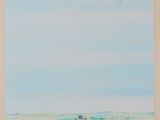 an image of a painting of a person walking on a beach