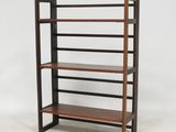 a wooden shelf with four shelves on top of it