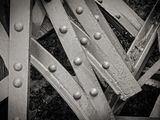 black and white photograph of a close up of a wooden structure