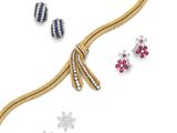 une collection de bijoux comprenant un collier, des boucles d'oreilles et un bracelet