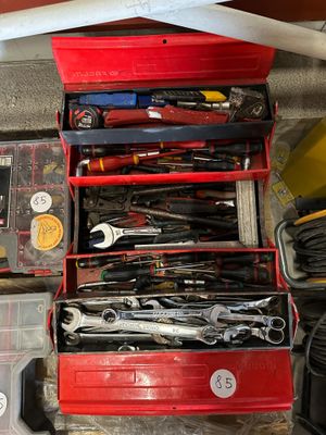 a lot of tools that are in a red box