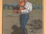 painting of a man holding a pot in his hands