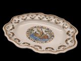 a white plate with a picture of a ship on it