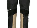 the pants are black and tan with a zipper on the side