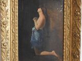 une image d'un tableau représentant une femme en robe bleue