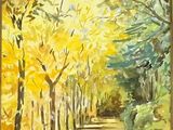 une image représentant un tableau représentant un sentier dans les bois