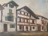 une peinture représentant un bâtiment, peinte sur le mur