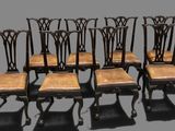 a set of six victorian style dining chairs with leather seats