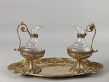 paire de sucriers et poivriers en verre taillé et plaqué or