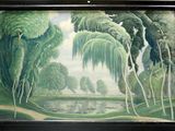 a picture of a painting of a landscape with trees