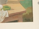 a picture of a painting of a bowl of fruit on a table